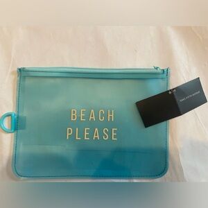 SAKS FIFTH AVENUE brand zip top plastic travel Pouch BEACH NWT